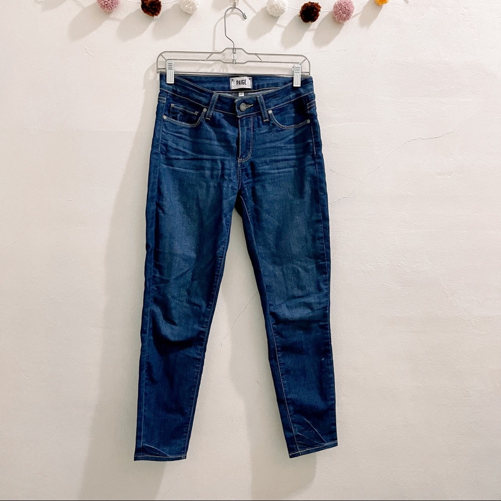 Paige Verdugo Crop Skinny Ankle Zach Distressed Denim Wash Stretch Sz 27